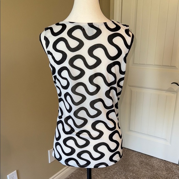 INC International Concepts Blouse Cowl Neck Black White Sleeveless Shirt Top SzM - Picture 3 of 9